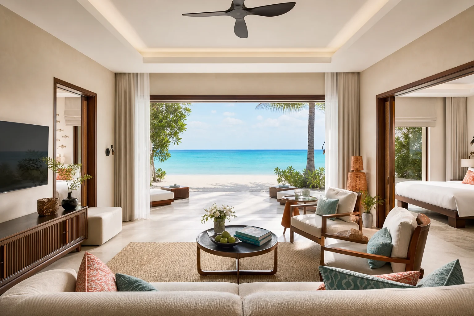 Không gian chính của Two-Bedroom Beachfront Villa